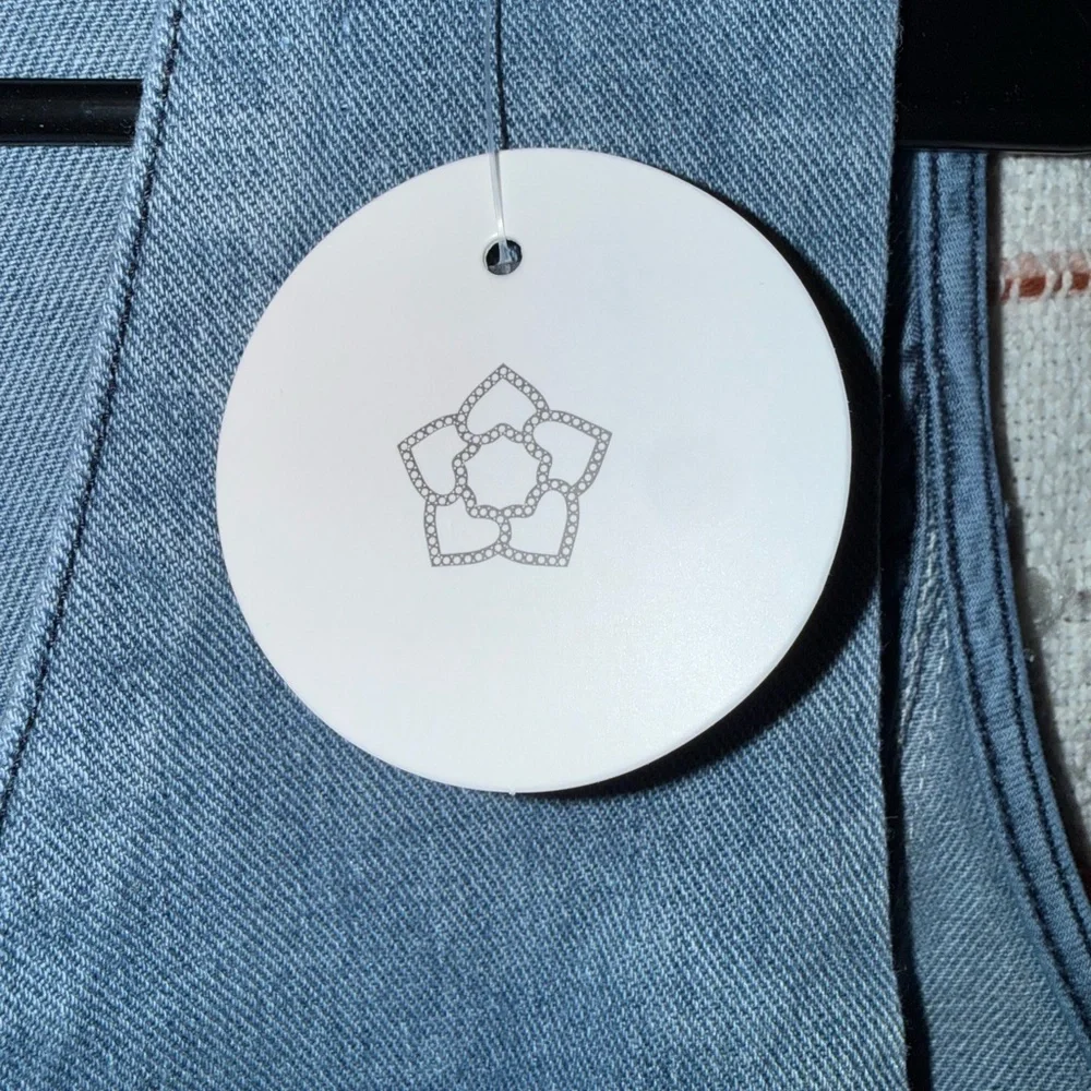 Light‎ Blue Denim Button-Up Vest with Floral Tag